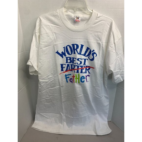 Hanes Mens Size XL Worlds Vest Father Farter Preshrunk Single Stitch Vintage Tsh - Picture 1 of 3